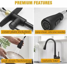 BLACK STAINLESS STEEL KITCHEN PULL OUT FAUCET MIXER