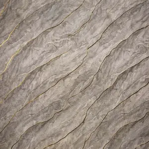GREY GOLD LINES MARBLE UV FOMIC STICKER ROLLS - WB-5069