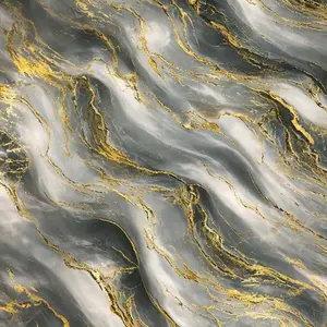 DARK GREY GOLD WAVE MARBLE UV FOMIC STICKER ROLLS - WB-5065
