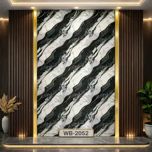 BLACK GREEN DIAGONAL MARBLE UV FOMIC STICKER ROLLS - WB-2052
