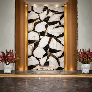 BLACK GOLD GEOMETRIC MARBLE UV FOMIC STICKER ROLLS - WB-2077