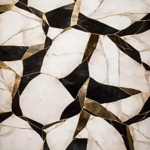 BLACK GOLD GEOMETRIC MARBLE UV FOMIC STICKER ROLLS - WB-2077