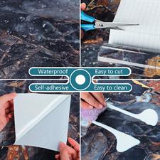 GLOSSY NAVY BLUE MARBLE ADHESIVE PAPER