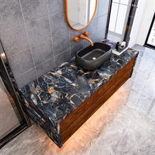 GLOSSY NAVY BLUE MARBLE ADHESIVE PAPER