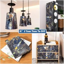 GLOSSY NAVY BLUE MARBLE ADHESIVE PAPER
