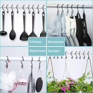 BLACK MULTI PURPOSE KITCHEN & CURTAINS HANGING HOOKS