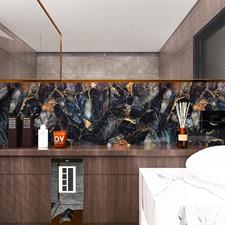 GLOSSY NAVY BLUE MARBLE ADHESIVE PAPER