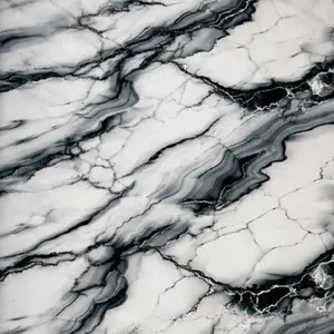 WHITE BLACK FLOW MARBLE UV FOMIC STICKER ROLLS - WB-014