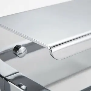 CHROME TISSUE ROLL HOLDER WITH SHELF