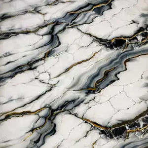 WHITE GREY GOLD WAVE MARBLE UV FOMIC STICKER ROLLS - WB-013