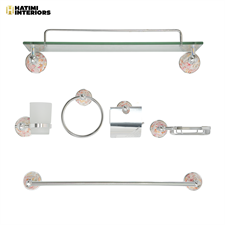 FLORAL MARBLE SILVER ALUMINUM BATHROOM ACCESSORIES SET