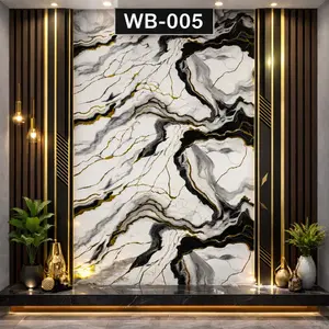 WHITE BLACK GOLD FLOW MARBLE UV FOMIC STICKER ROLLS - WB-005