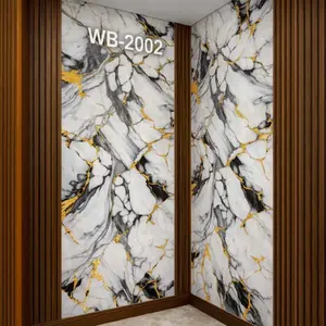 WHITE BLACK GOLD CLOUD MARBLE UV FOMIC STICKER ROLLS - WB-2002