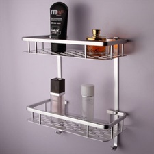 TWO LAYER ALUMINIUM STRAIGHT BATHROOM SHELF