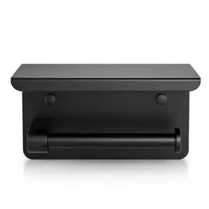 MATTE BLACK TISSUE ROLL HOLDER WITH SHELF