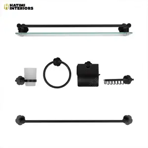 MATTE BLACK ALUMINUM BATHROOM ACCESSORIES SET