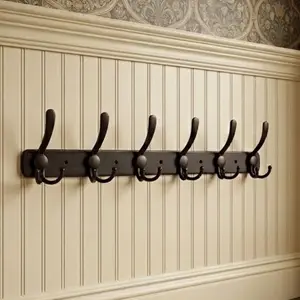 MATTE BLACK 6 HOOK WALL COAT RACK