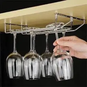 2 PIECE STAINLESS STEEL WINE GLASS HOLDER