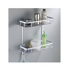 TWO LAYER ALUMINIUM STRAIGHT BATHROOM SHELF
