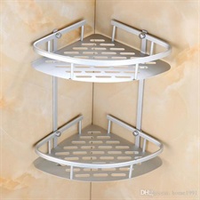 TWO LAYER ALUMINIUM CORNER BATHROOM SHELF