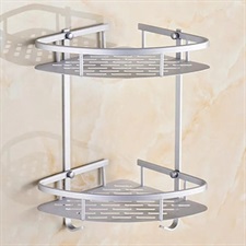 TWO LAYER ALUMINIUM CORNER BATHROOM SHELF