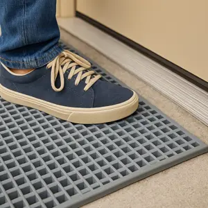 GREY CAPSULE RUBBER ANTI-SLIP MAT FOR HOME, KITCHEN & BATHROOM – WASHABLE & DURABLE