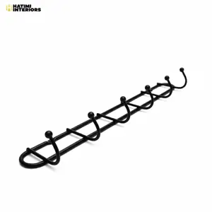 IRON WALL-MOUNTED KHUTTI | 6-HOOK BLACK CLOTH HANGER