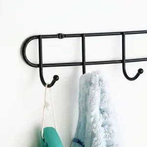 IRON WALL-MOUNTED KHUTTI | 8-HOOK BLACK CLOTH HANGER