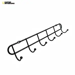 IRON WALL-MOUNTED KHUTTI | 6-HOOK BLACK CLOTH HANGER