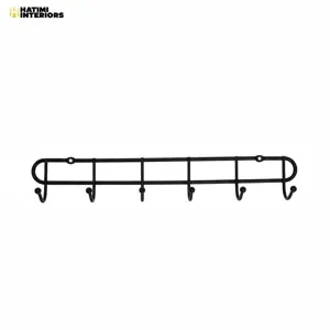 IRON WALL-MOUNTED KHUTTI | 6-HOOK BLACK CLOTH HANGER