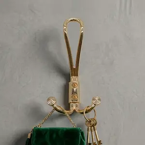 PREMIUM SATIN GOLD VINTAGE HEAVY DUTY TRIPLE WALL MOUNTED COAT AND HAT HOOK