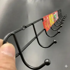 IRON WALL-MOUNTED KHUTTI | 8-HOOK BLACK CLOTH HANGER