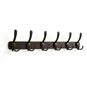 MATTE BLACK 6 HOOK WALL COAT RACK