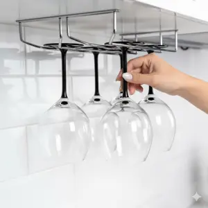 2 PIECE STAINLESS STEEL WINE GLASS HOLDER