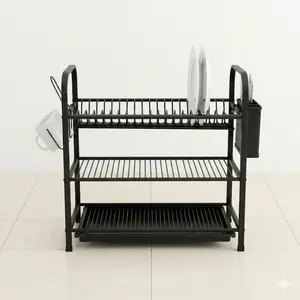 PREMIUM 3-TIER MULTI-FUNCTIONAL 24-INCHES KITCHEN COUNTERTOP DISH DRYING RACK