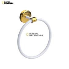 PREMIUM GOLDEN AND WHITE BATHROOM ACCESSORIES SET