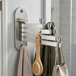 BRUSHED SILVER 4 BAR SWIVEL TOWEL RACK