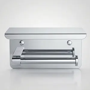 CHROME TISSUE ROLL HOLDER WITH SHELF