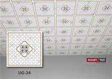 UG 24 - FALSE CEILING GYPSUM TILES WITH FITTING ACCESSORIES - PER SQ FT
