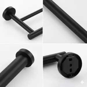 BLACK DOUBLE TOWEL ROD