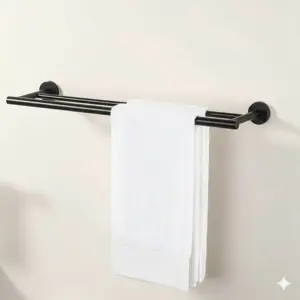 BLACK DOUBLE TOWEL ROD