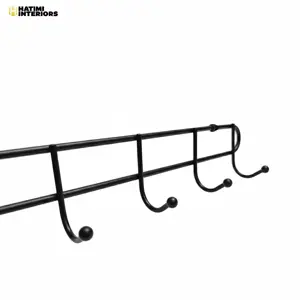 IRON WALL-MOUNTED KHUTTI | 6-HOOK BLACK CLOTH HANGER