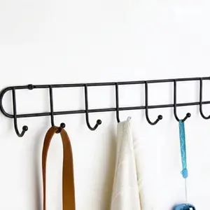 IRON WALL-MOUNTED KHUTTI | 8-HOOK BLACK CLOTH HANGER