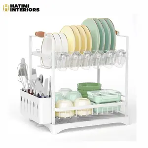 WHITE PREMIUM 2-TIER MULTI-FUNCTIONAL KITCHEN COUNTERTOP DISH DRYER RACK