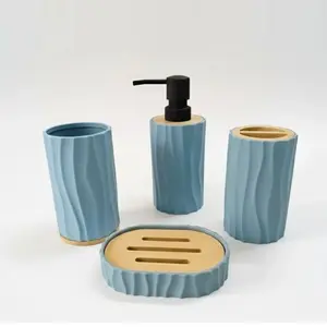 PREMIUM HARD PLASTIC OCEAN BLUE BATHROOM COUNTERTOP SET