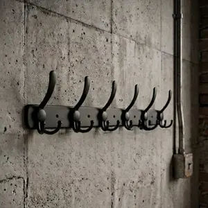 MATTE BLACK 6 HOOK WALL COAT RACK