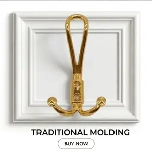 PREMIUM SATIN GOLD VINTAGE HEAVY DUTY TRIPLE WALL MOUNTED COAT AND HAT HOOK