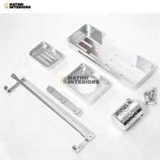 SILVER ALUMINUM BATHROOM SET