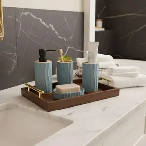 PREMIUM HARD PLASTIC OCEAN BLUE BATHROOM COUNTERTOP SET