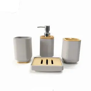 PREMIUM HARD PLASTIC LIGHT SLATE GREY BATHROOM COUNTERTOP SET